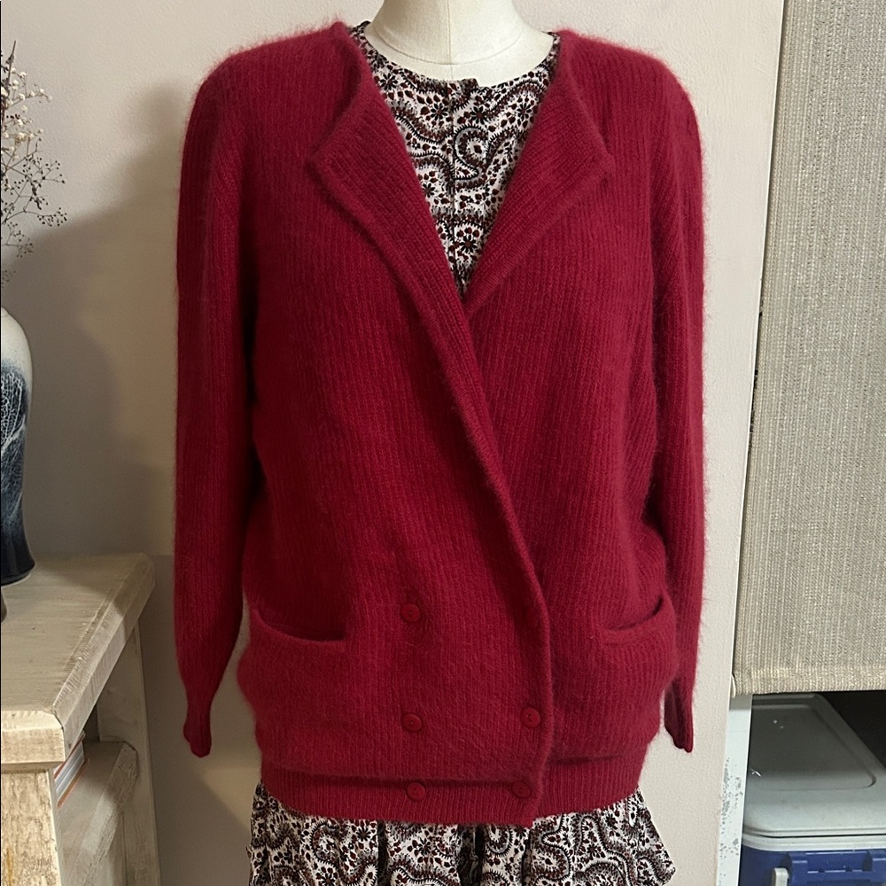 Mayon Vintage Pink double chested cardigan sweater size large